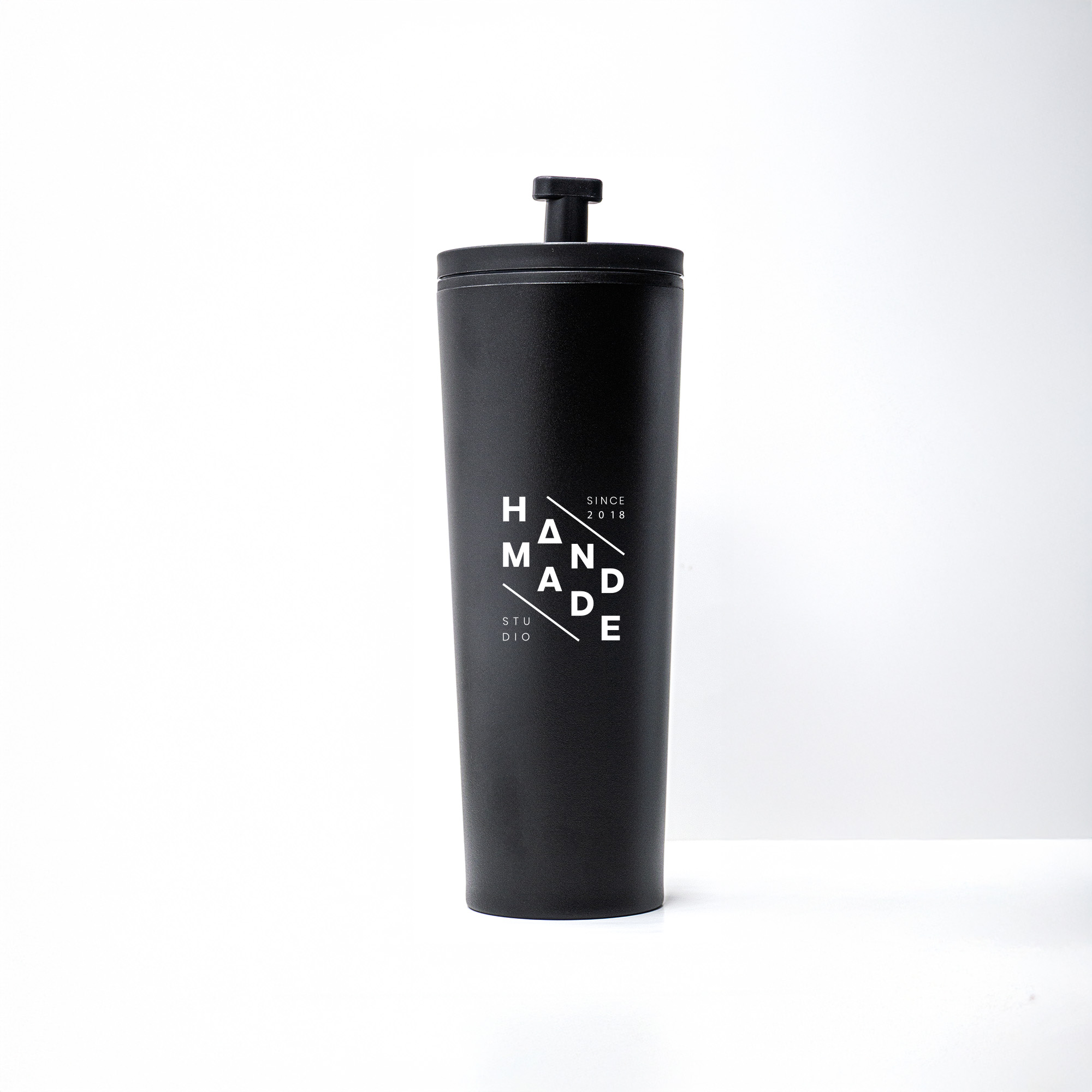 Black Tumbler with Straw – Double Wall