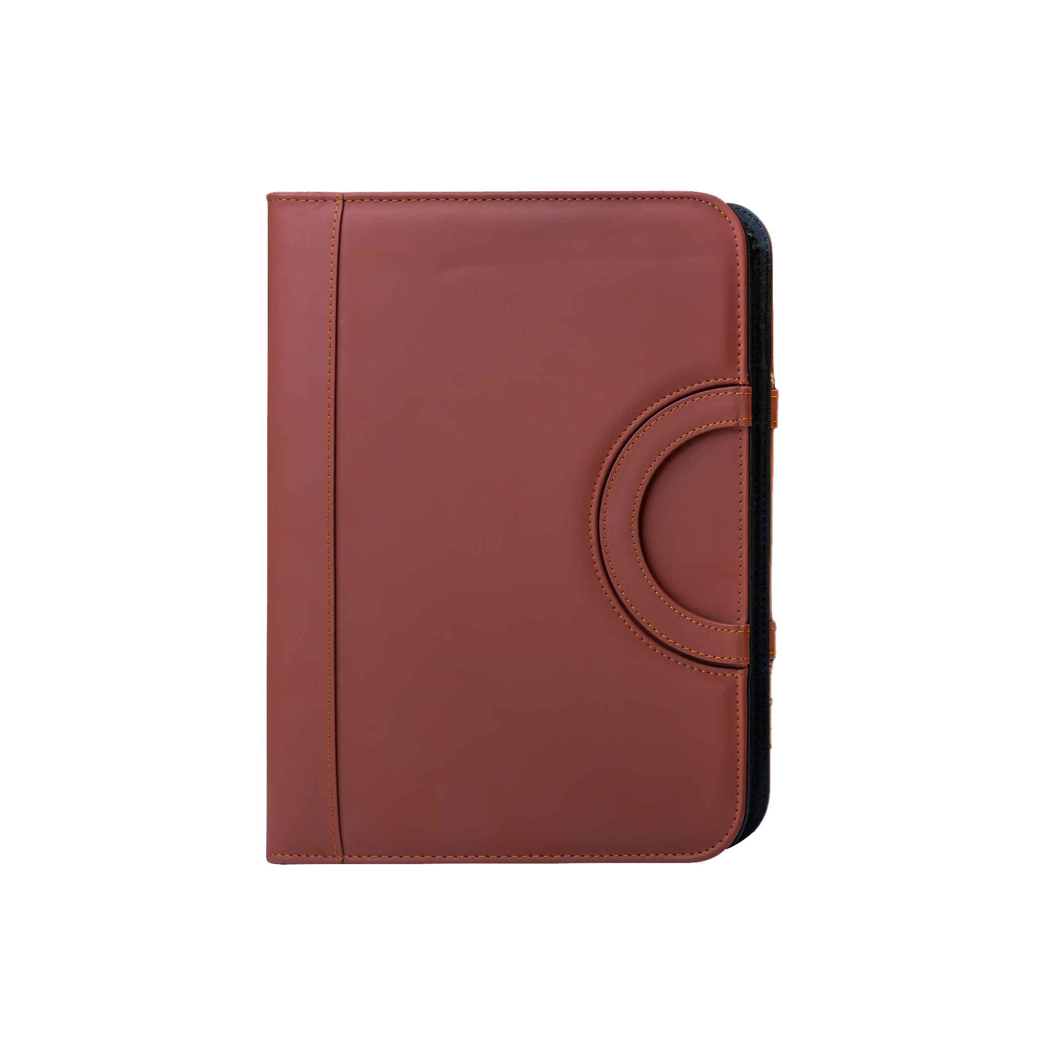 Portfolio with zipper and handle Brown