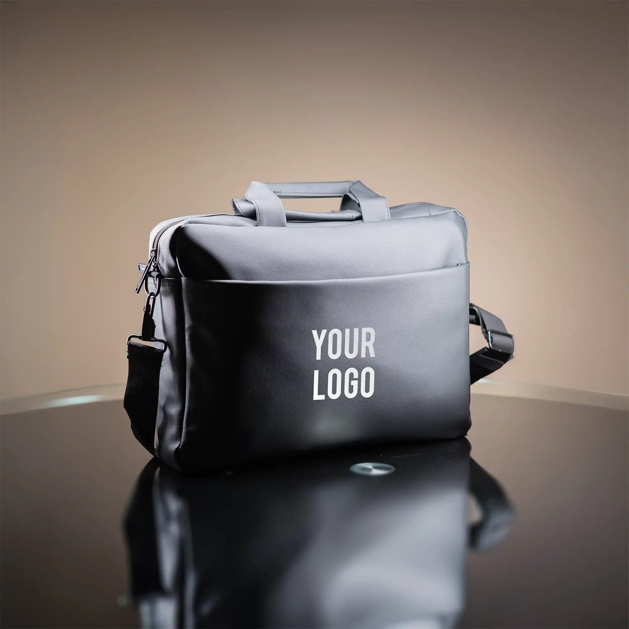 Premium black executive laptop bag with padded protection and luxury business travel design