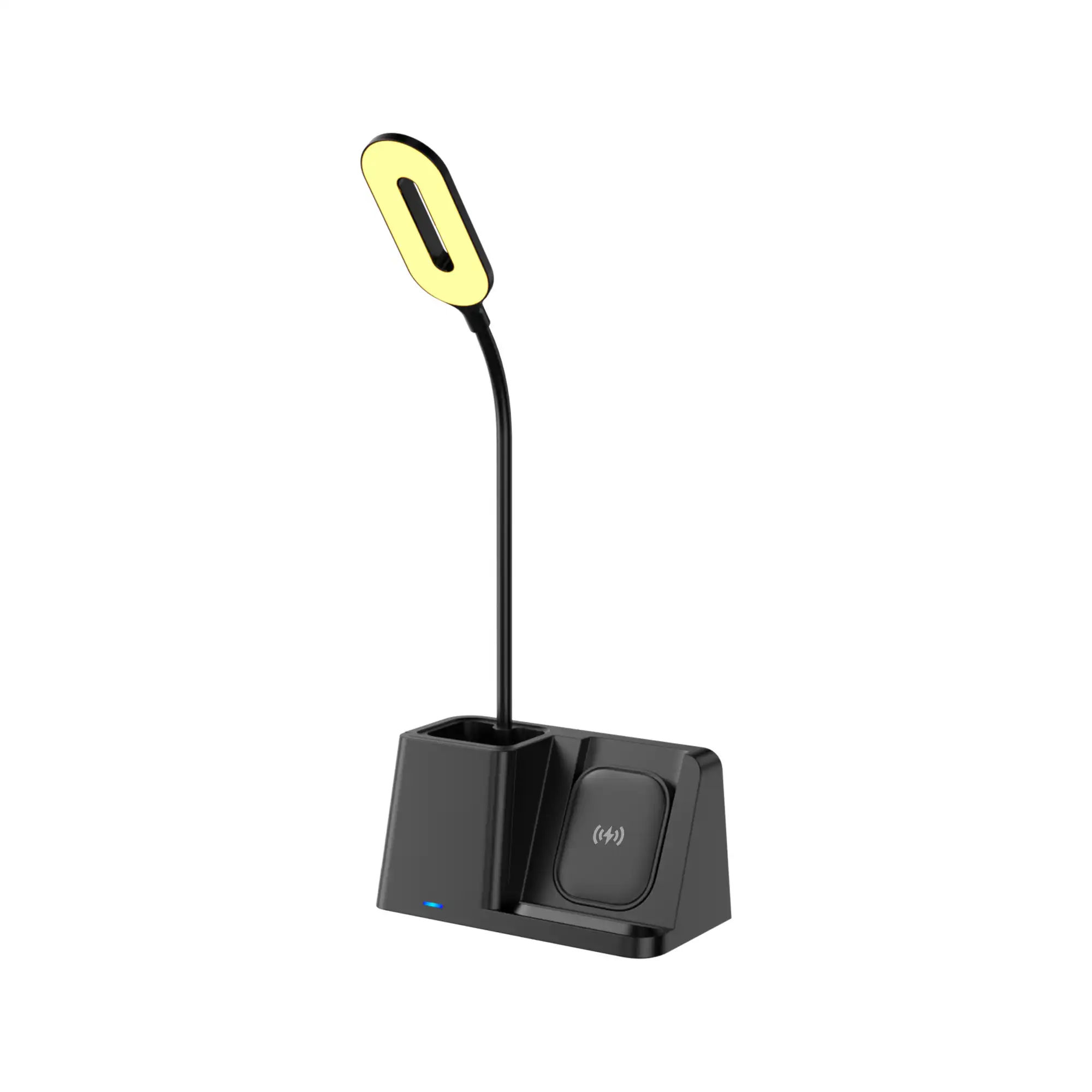 3-in-1 wireless charger with LED desk lamp and smartphone stand