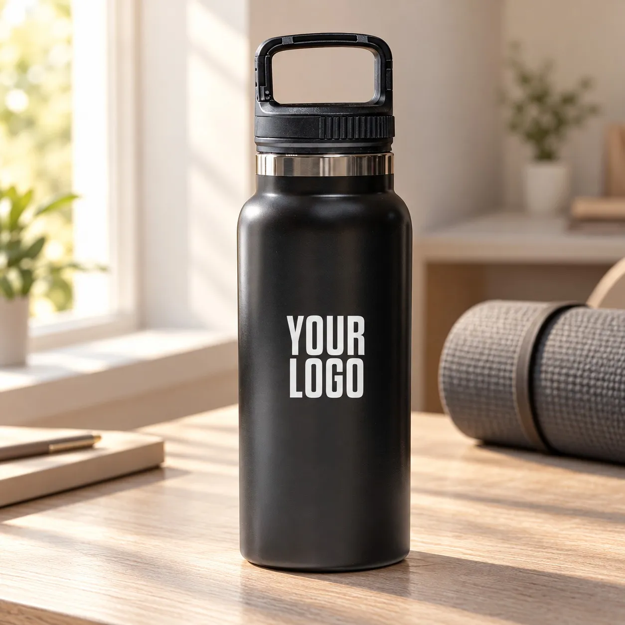 Insulated Bottle with handle Black