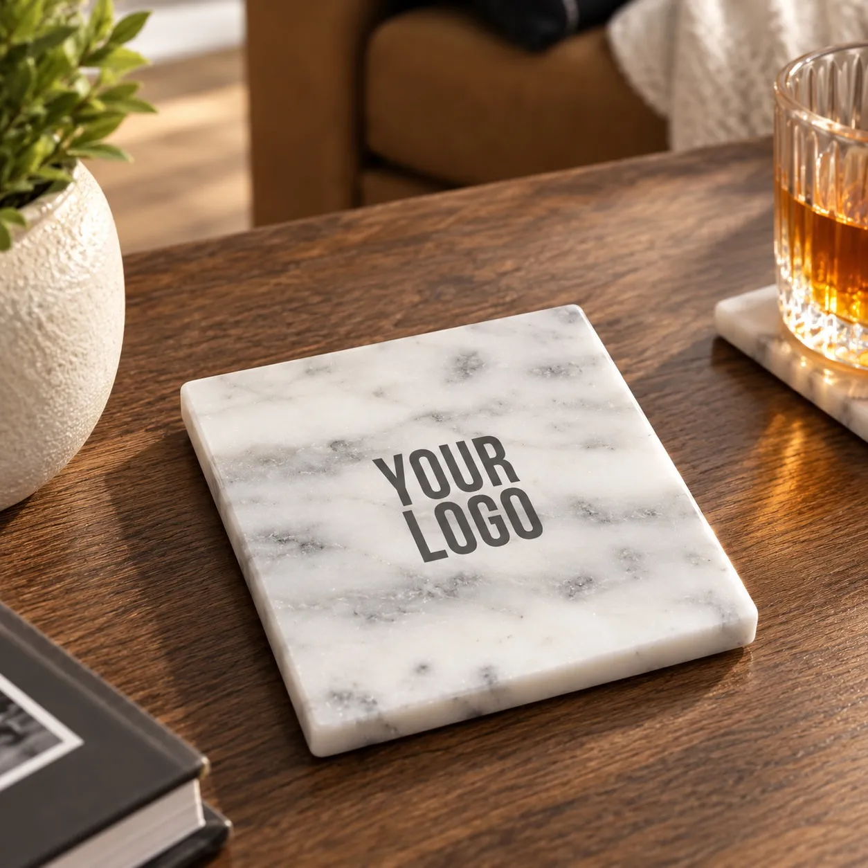 White Marble Square Coaster