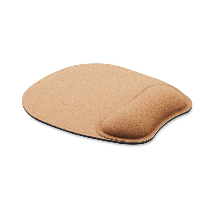 Ergonomic cork mouse pad with wrist support and a non-slip rubber base