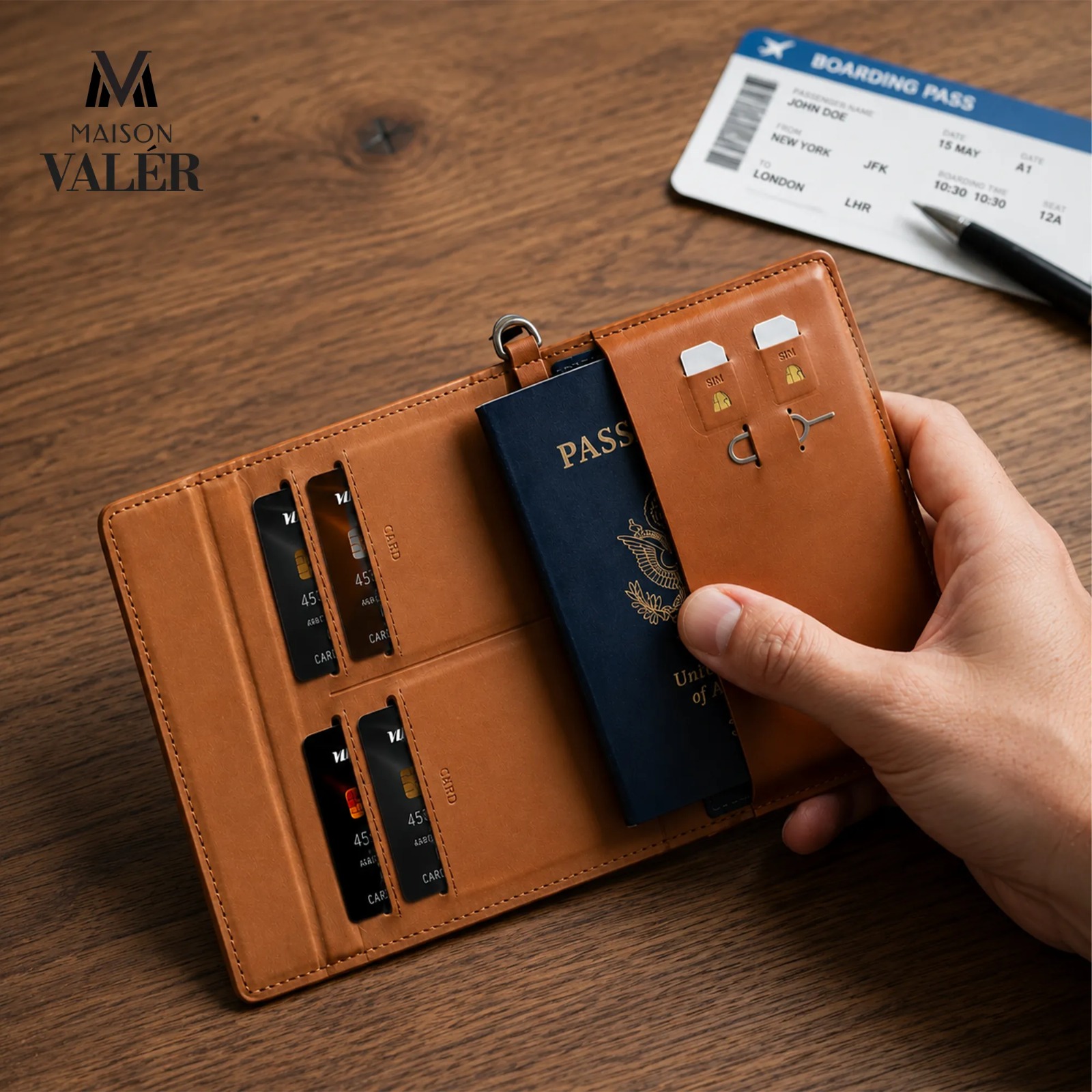 The Explorer premium leather travel wallet passport holder custom logo corporate gift UAE