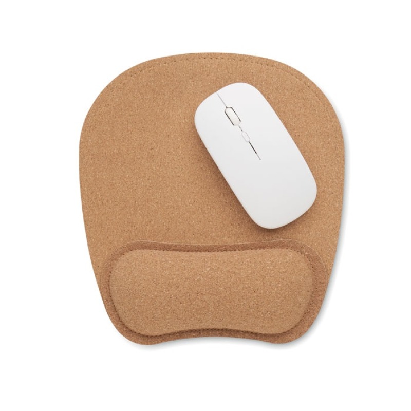 Ergonomic cork mouse pad with wrist support and a non-slip rubber base