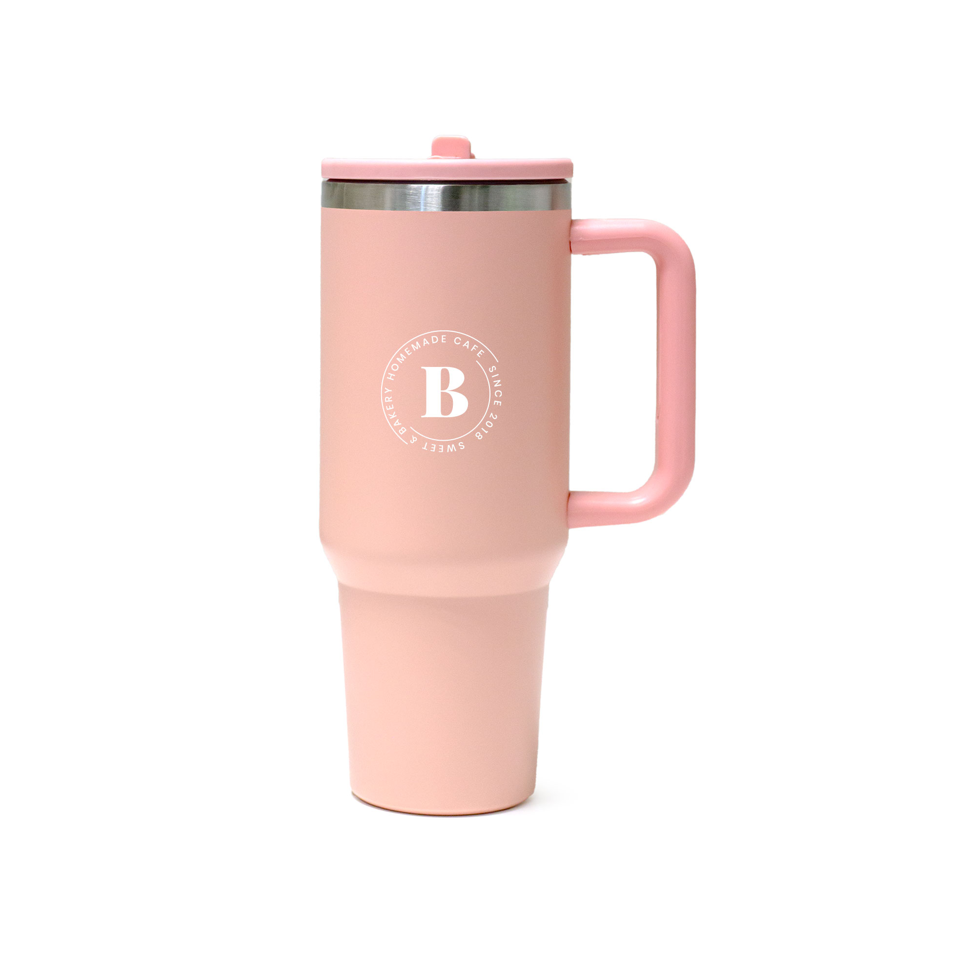 Double Walled Tumbler With Handle And Flip Straw