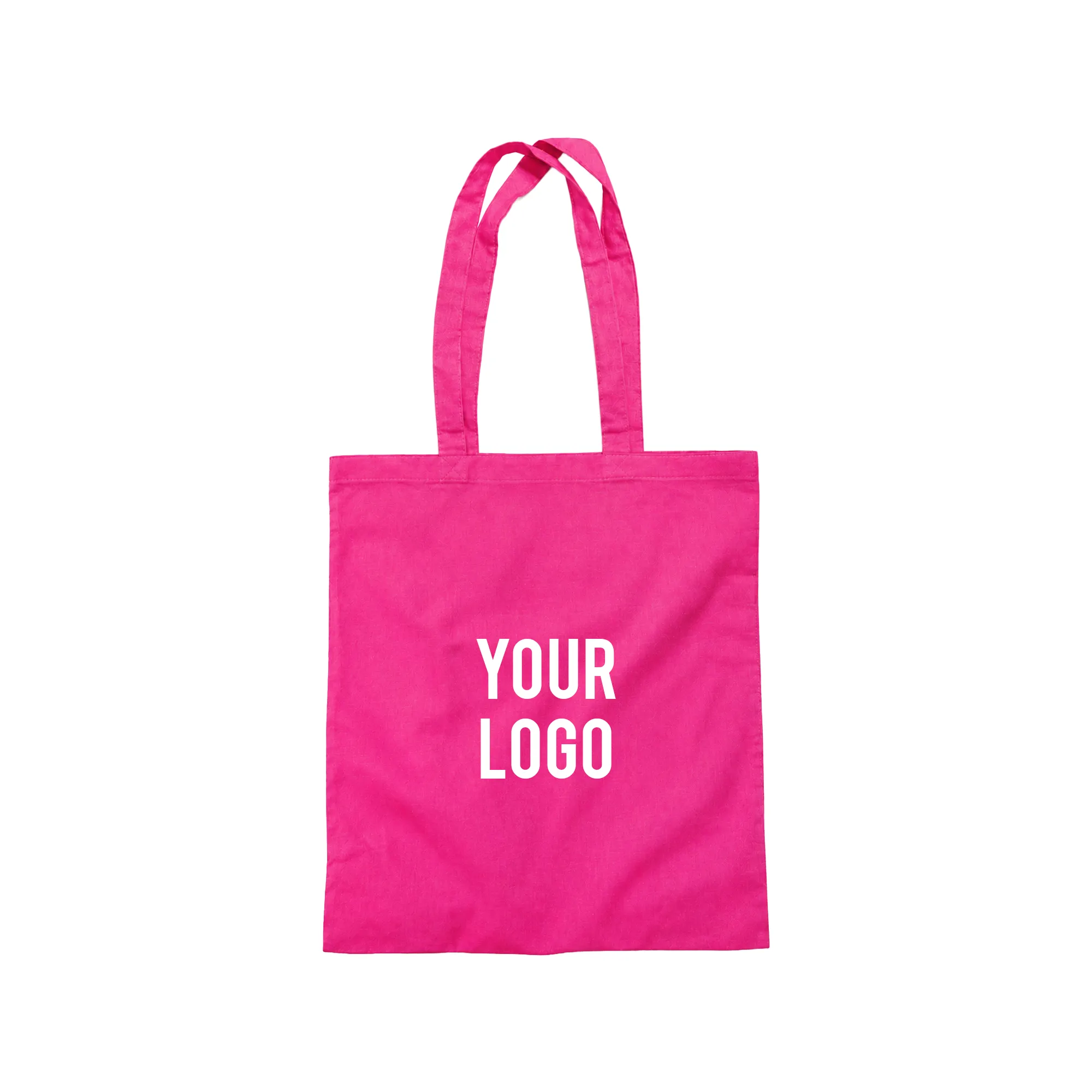 Pink recycled cotton tote bag with long handles – sustainable and reusable