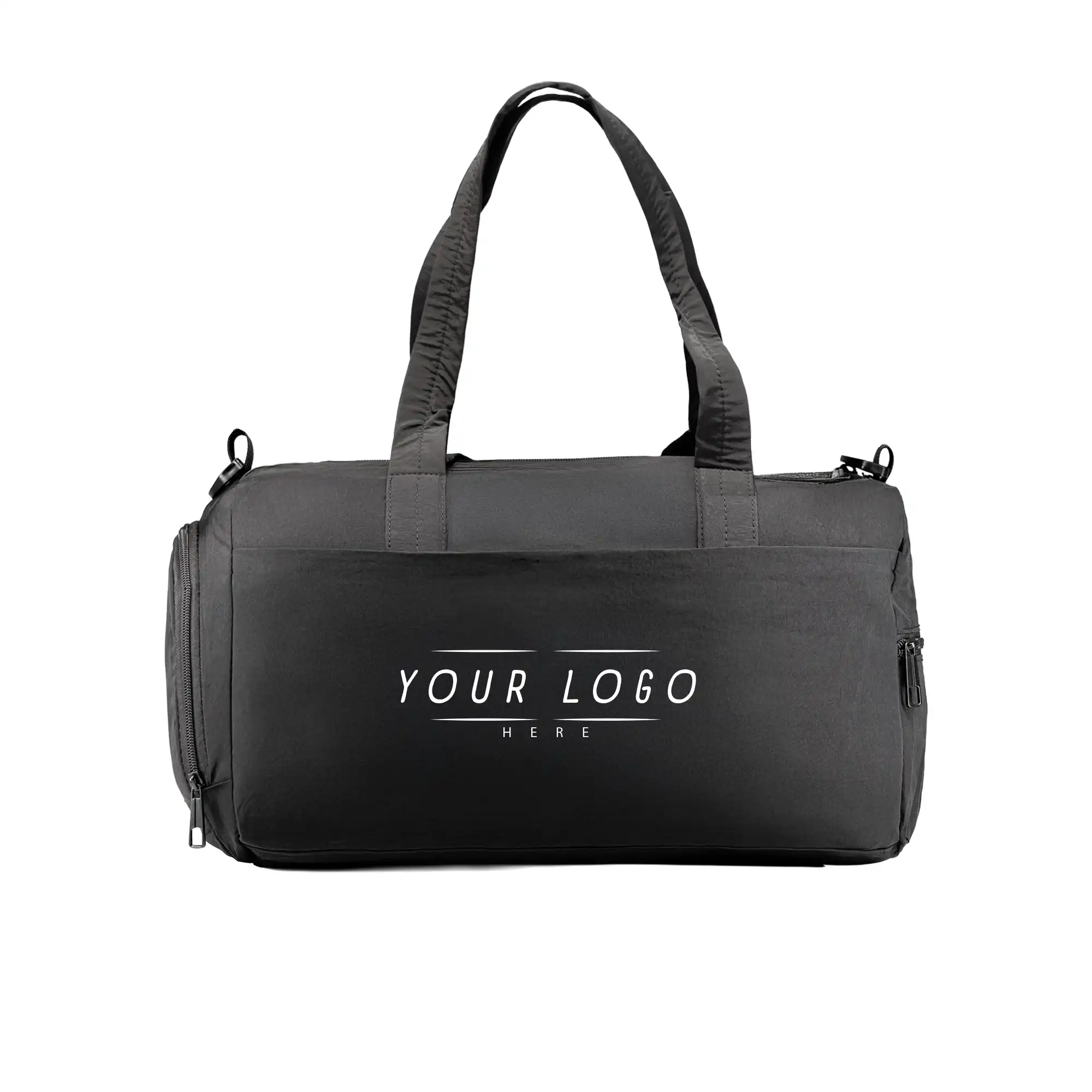 Black executive duffle bag with shoulder strap and spacious compartments for travel