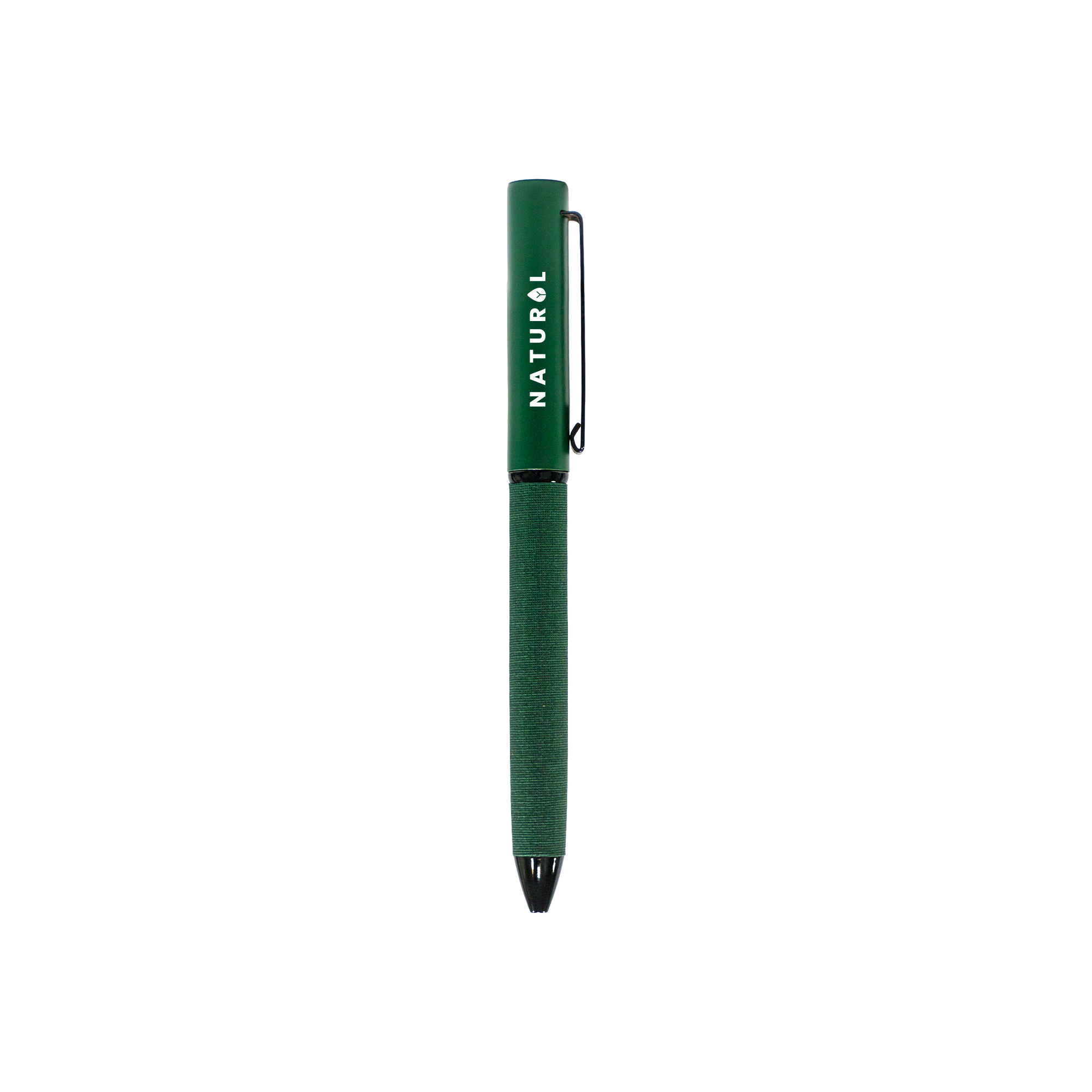 Green fabric textured metal pen with sleek finish – 11612GN