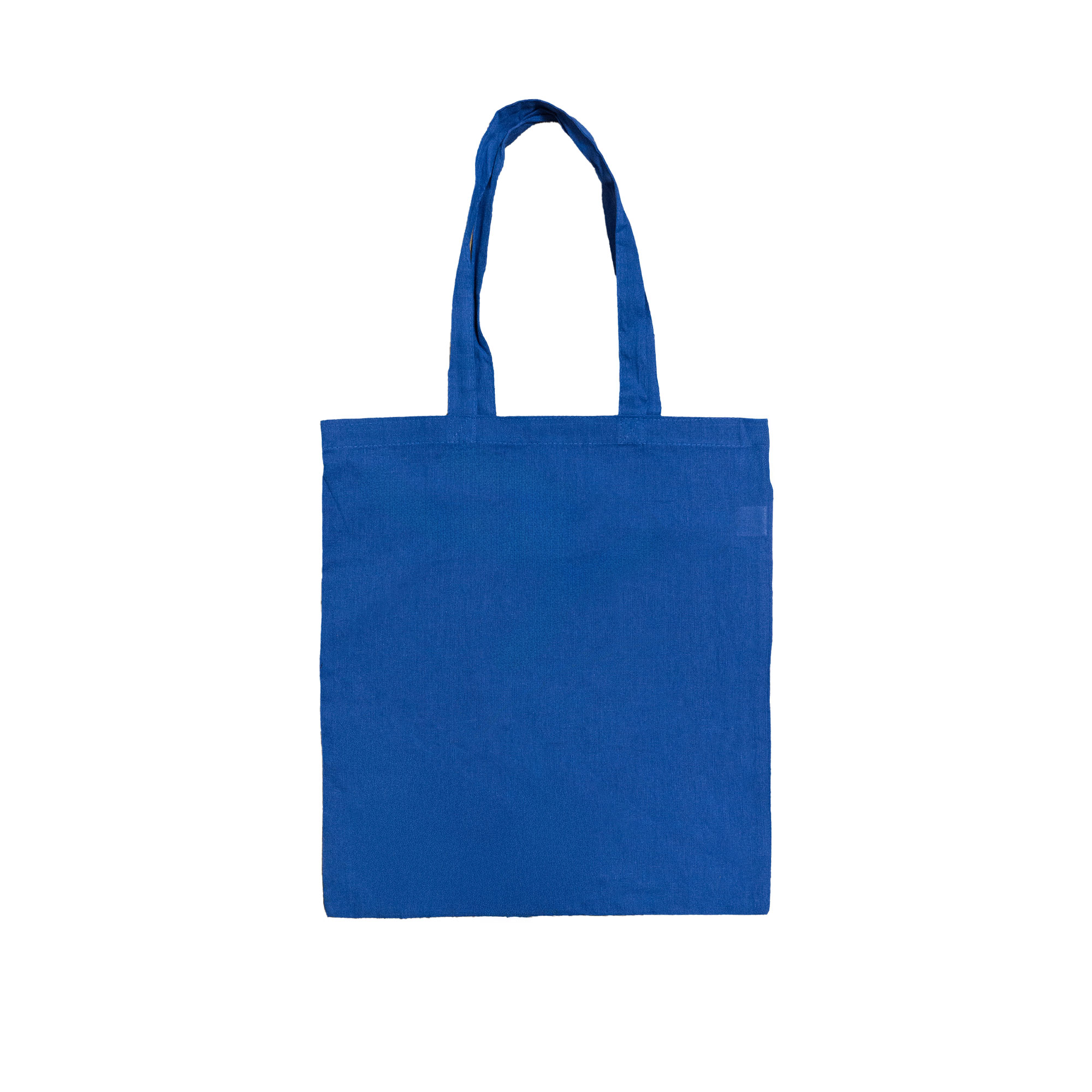 Blue recycled cotton tote bag with long handles – sustainable and reusable