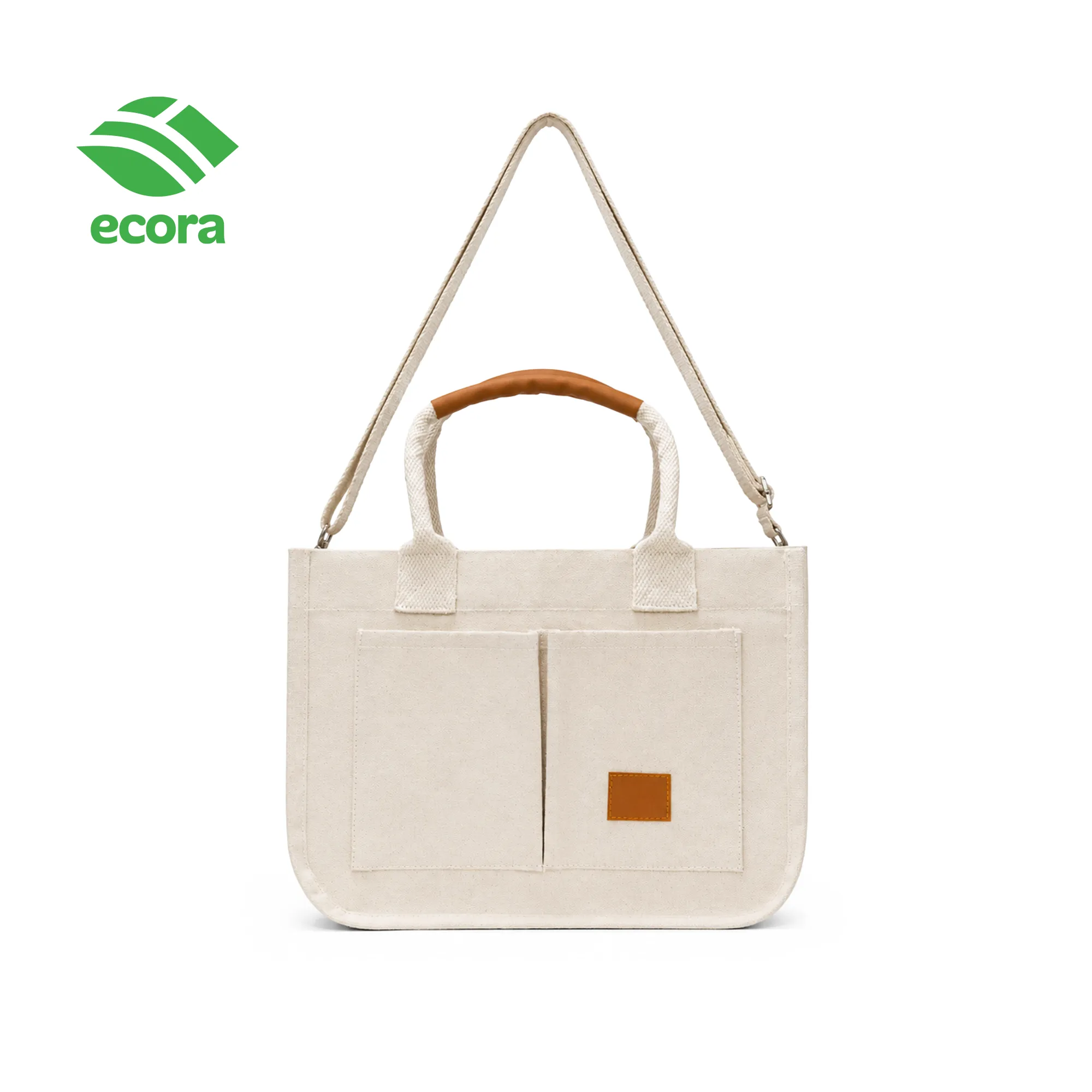 Canvo laminated canvas tote with a sample corporate logo printed on the front panel
