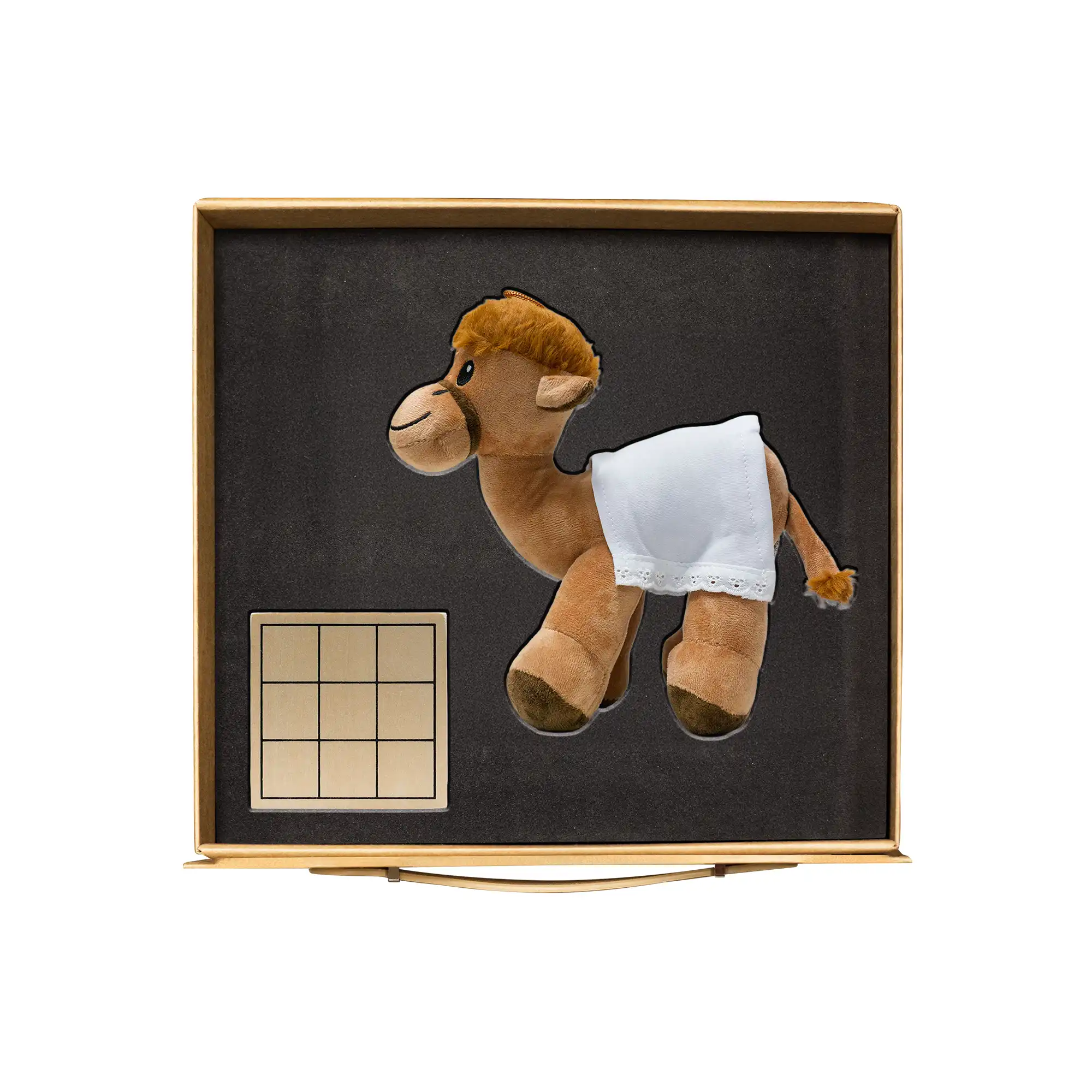 Oasis Fun Duo kids gift set camel soft toy wooden XO game UAE events