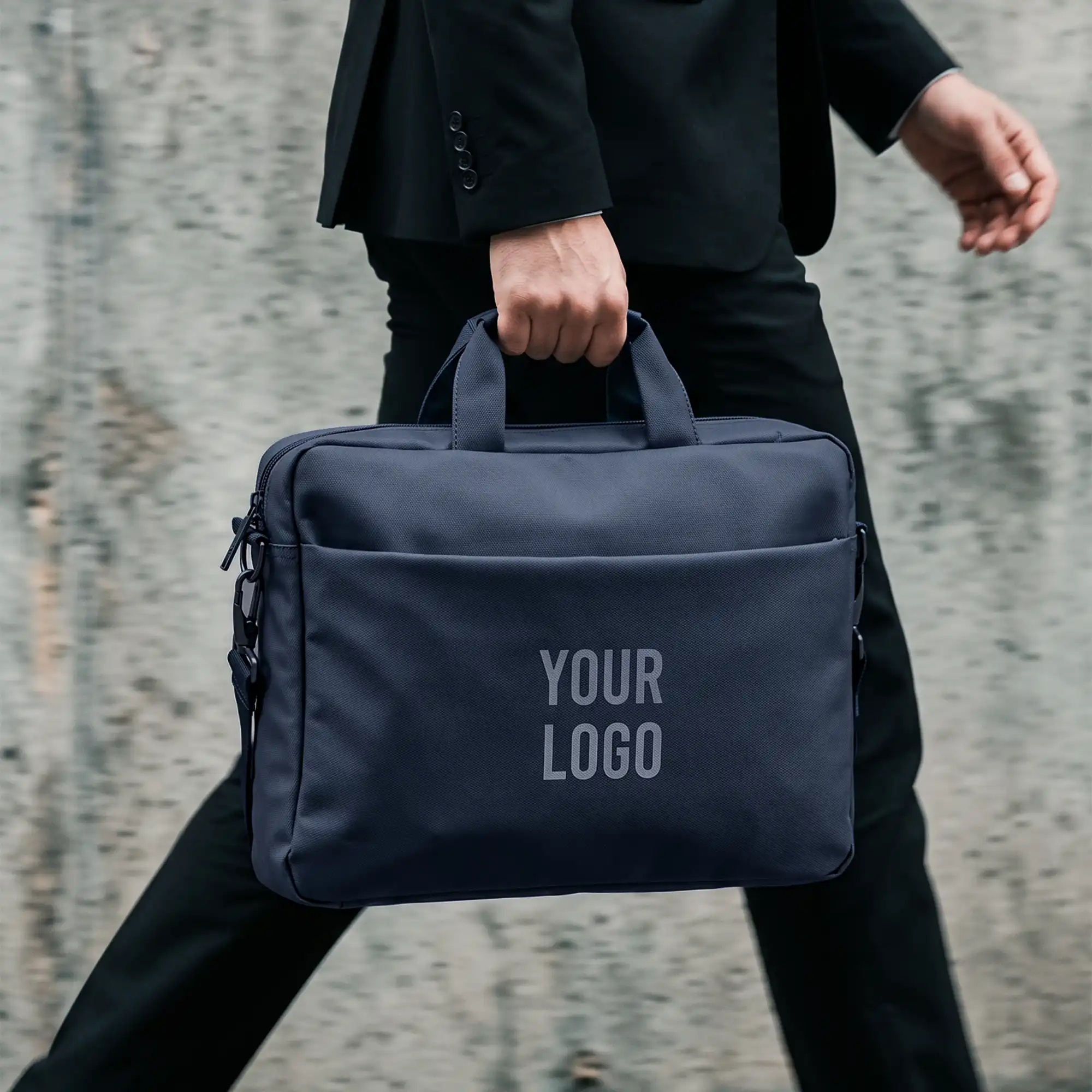 Premium blue executive laptop bag with padded protection and luxury business travel design