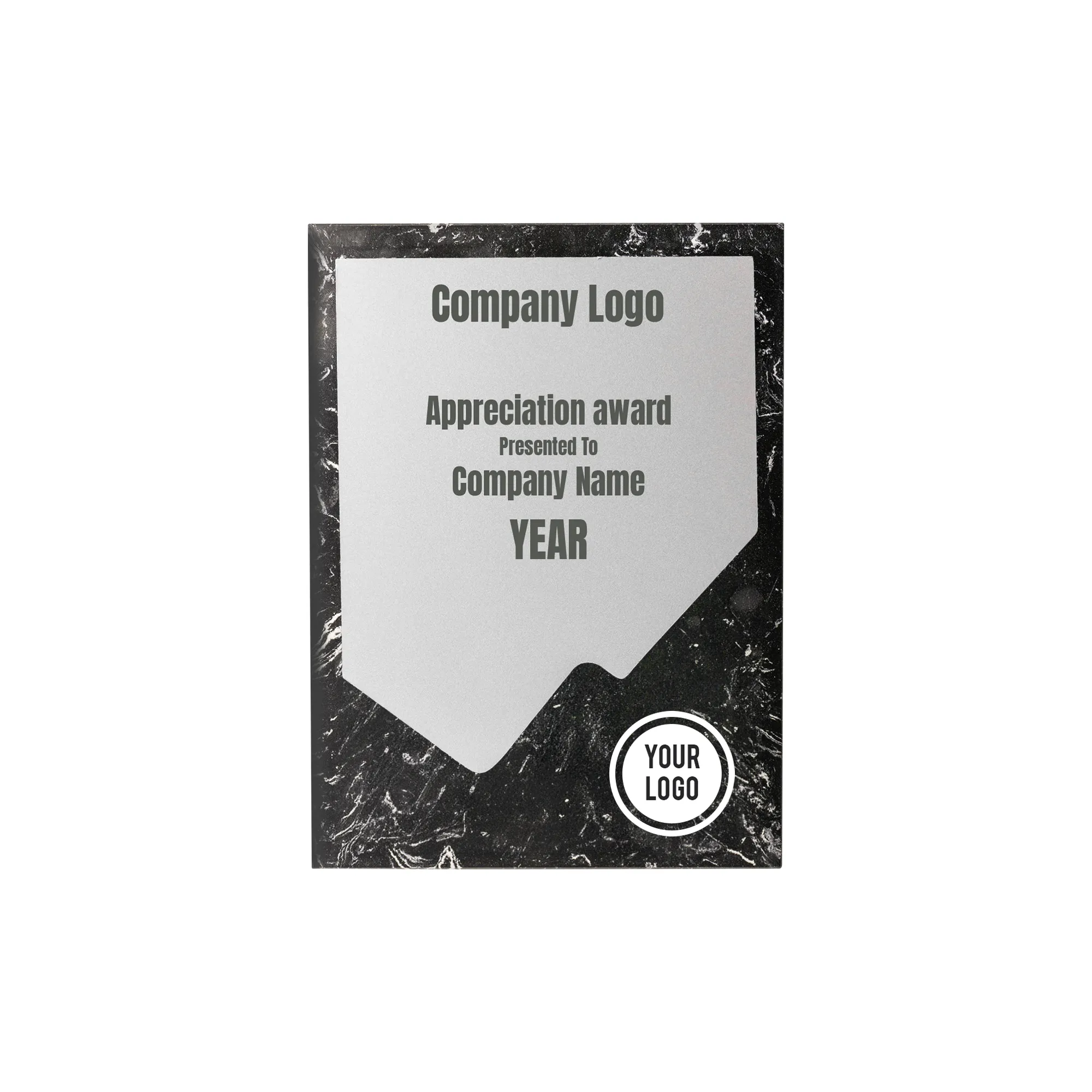 Black Stone Plaque Award with Metal Plate