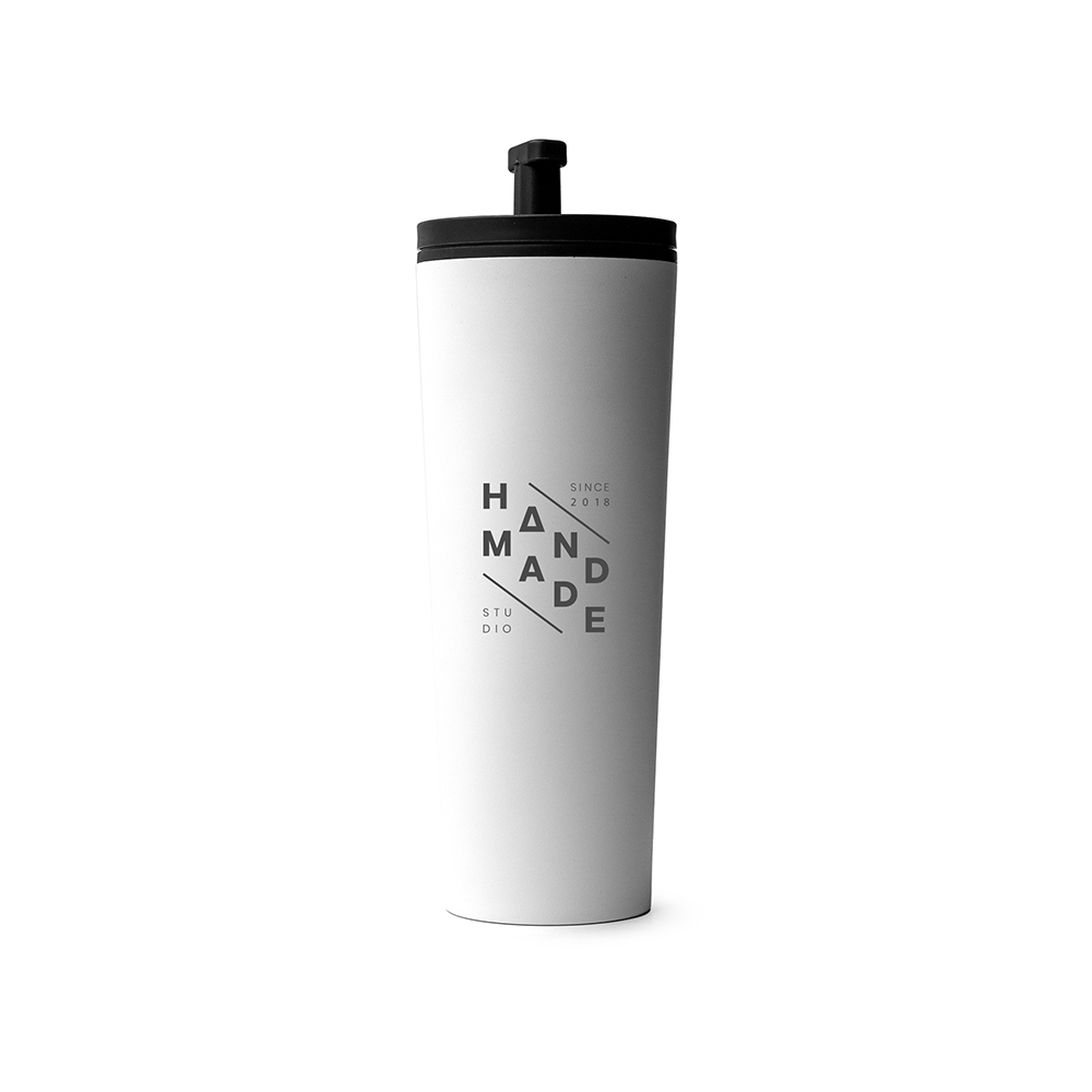 White Tumbler with Straw – Double Wall