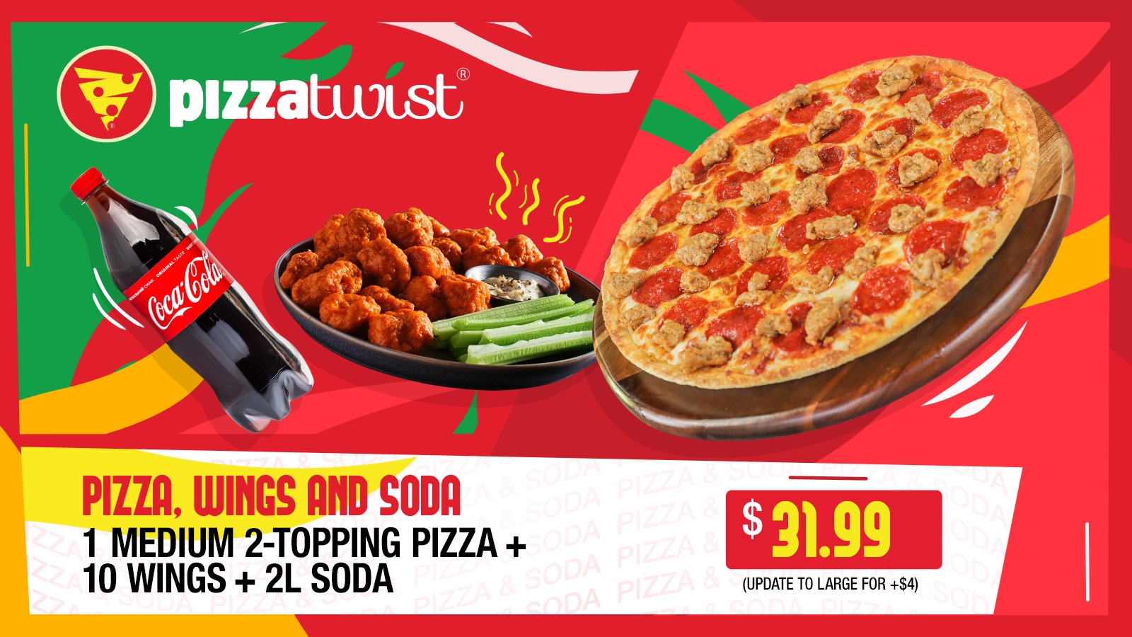 Pizza, Wings & Soda