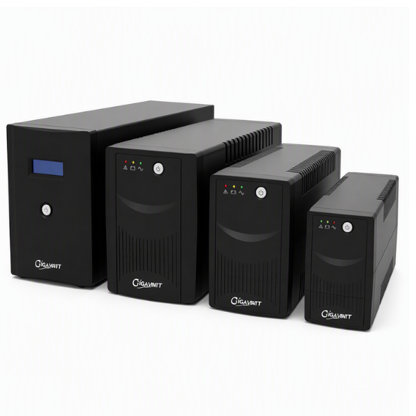 GIGANET GN-UPS-DGL1-650VA 600VA/360W Line Interactive UPS with UK Power Cable, LED Display, 2x7Ah Battery