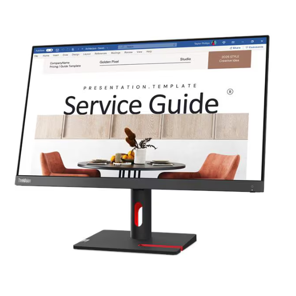 Lenovo ThinkVision S24i‑30 24" FHD (1920×1080) IPS Monitor, 100Hz Refresh Rate, 4ms Response, 250‑nit Brightness, 99% sRGB, HDMI & VGA Ports