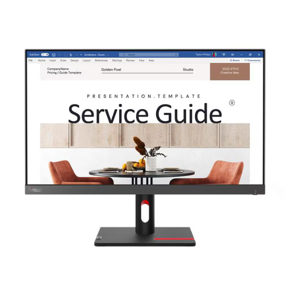 Lenovo ThinkVision S24i‑30 24" FHD (1920×1080) IPS Monitor, 100Hz Refresh Rate, 4ms Response, 250‑nit Brightness, 99% sRGB, HDMI & VGA Ports thumbnail 2