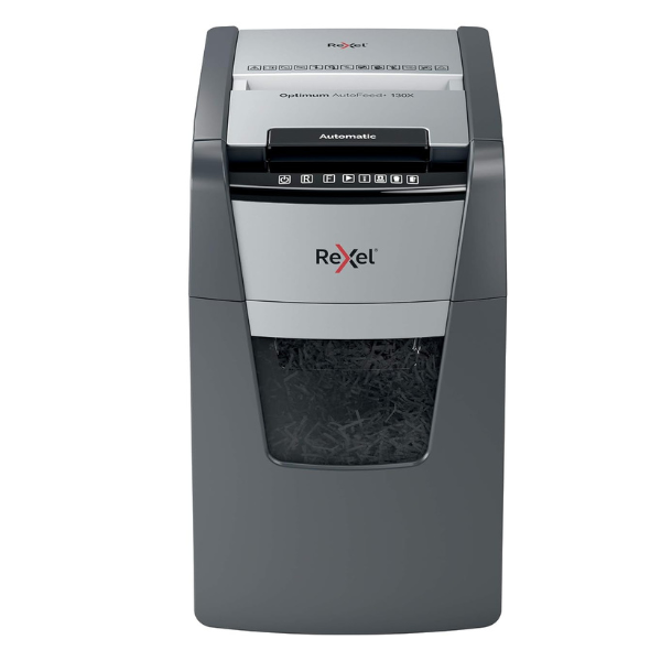 Rexel Optimum AutoFeed+ 130X P-4 Cross Cut Paper Shredder - Black