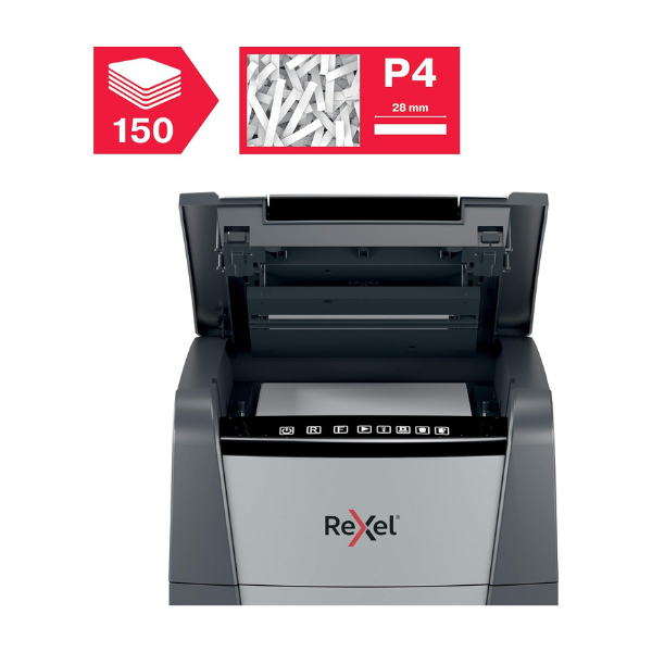 Rexel Optimum AutoFeed+ 150X Cross-Cut Paper Shredder P-4 Security thumbnail 3