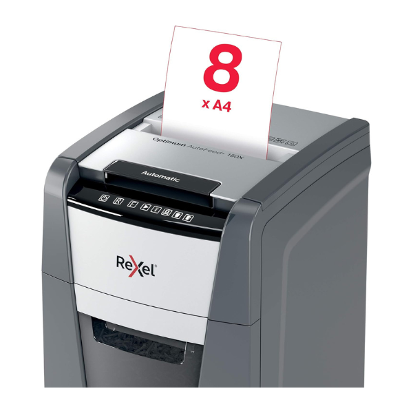 Rexel Optimum AutoFeed+ 150X Cross-Cut Paper Shredder P-4 Security thumbnail 4