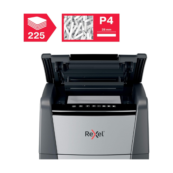 Rexel Optimum AutoFeed+ 225X P-4 Cross Cut Shredder - 225 Sheet Capacity, 60L Bin, Automatic Feed thumbnail 3