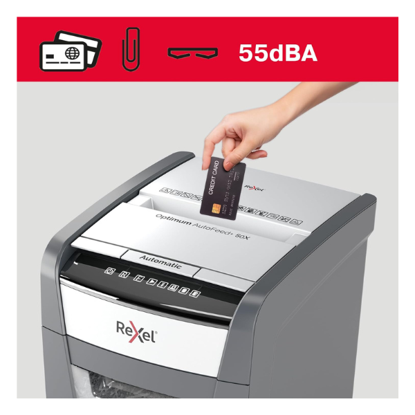 Rexel Optimum AutoFeed+ 50X Automatic Cross-Cut Paper Shredder thumbnail 6