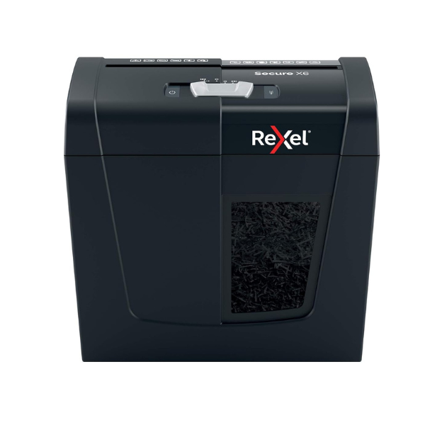 Rexel Secure X6 Cross Cut Paper Shredder 6 Sheet P-4 Security Black