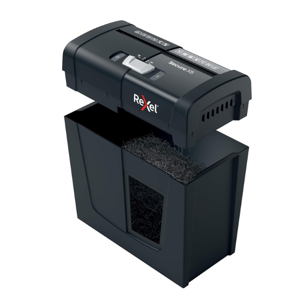Rexel Secure X6 Cross Cut Paper Shredder 6 Sheet P-4 Security Black thumbnail 3
