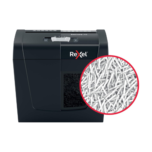Rexel Secure X6 Cross Cut Paper Shredder 6 Sheet P-4 Security Black thumbnail 5