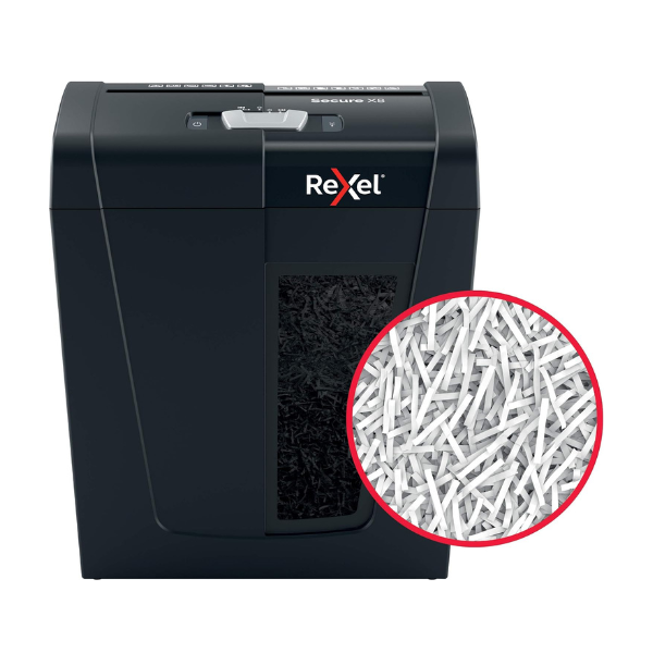 Rexel Secure X8 Cross Cut Paper Shredder (8 Sheet Capacity, P-4 Security) - Black