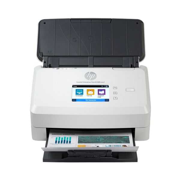 HP ScanJet Enterprise Flow N7000 snw1 Scanner / 75ppm 150ipm Duplex / 80-Sheet ADF / Wi‑Fi Ethernet USB / 600dpi Resolution / 4.3" Touchscreen thumbnail 2