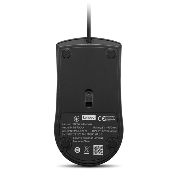 Lenovo 120 Wired Optical Mouse 1600 DPI USB-A Black thumbnail 3