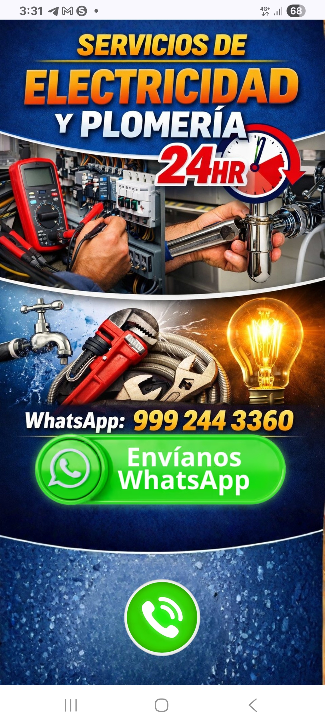 Servicios de eletricidad y plomeria 24hr