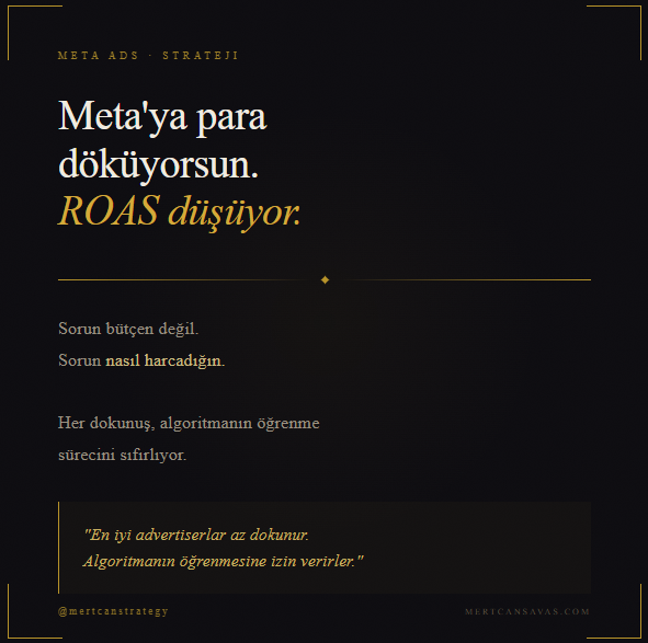 Meta'ya para döküyorsun ama ROAS düşüyor.