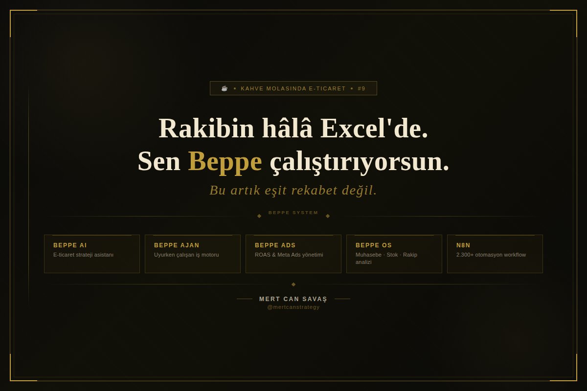 ☕ Kahve Molasında E-Ticaret #9  Rakibin hâlâ Excel'de.   Sen Beppe çalıştırıyorsun.  Bu artık eşit rekabet değil.