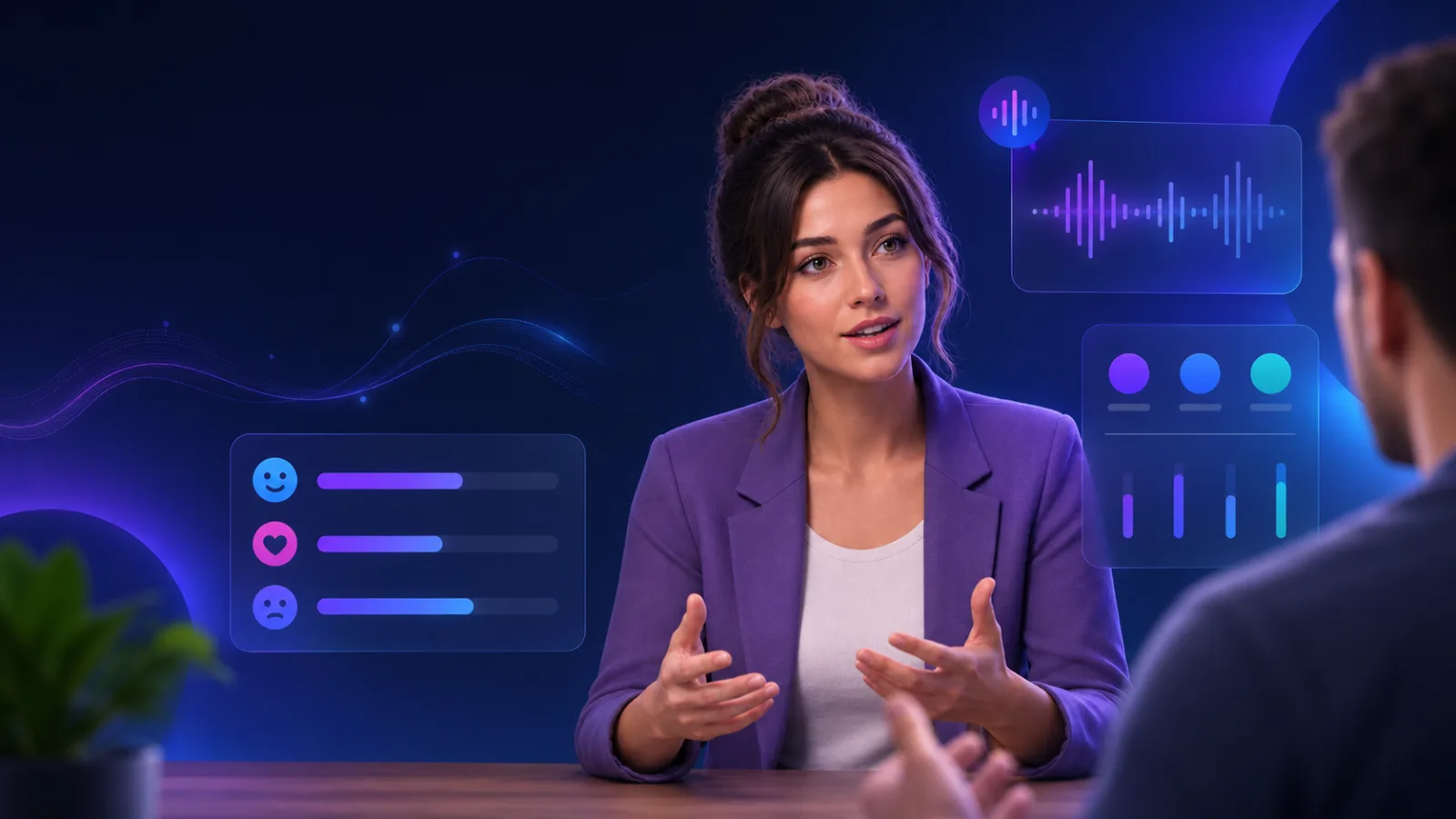Avatares en 3D con diferentes personalidades y reacciones emocionales.