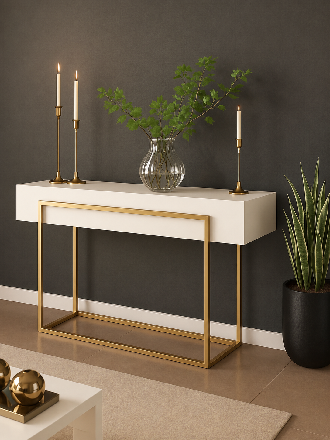 Loft Konsol Masa – Metal və MDF Dəhliz Konsolu