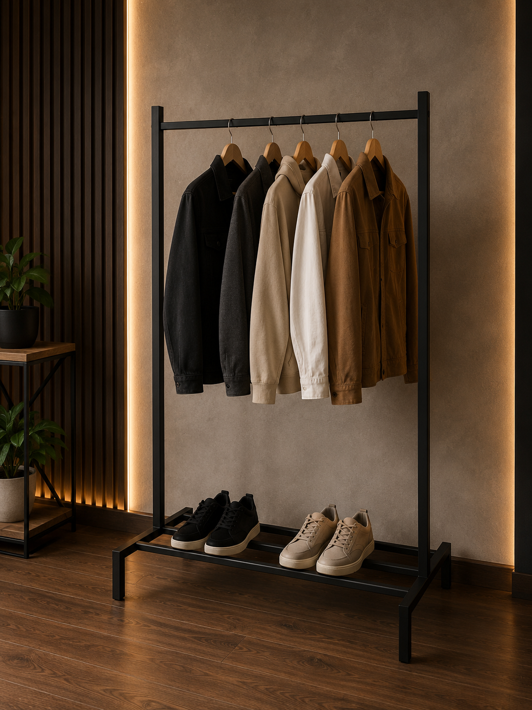 Loft Stil Metal Paltar Asılqanı – Minimalist Dizayn