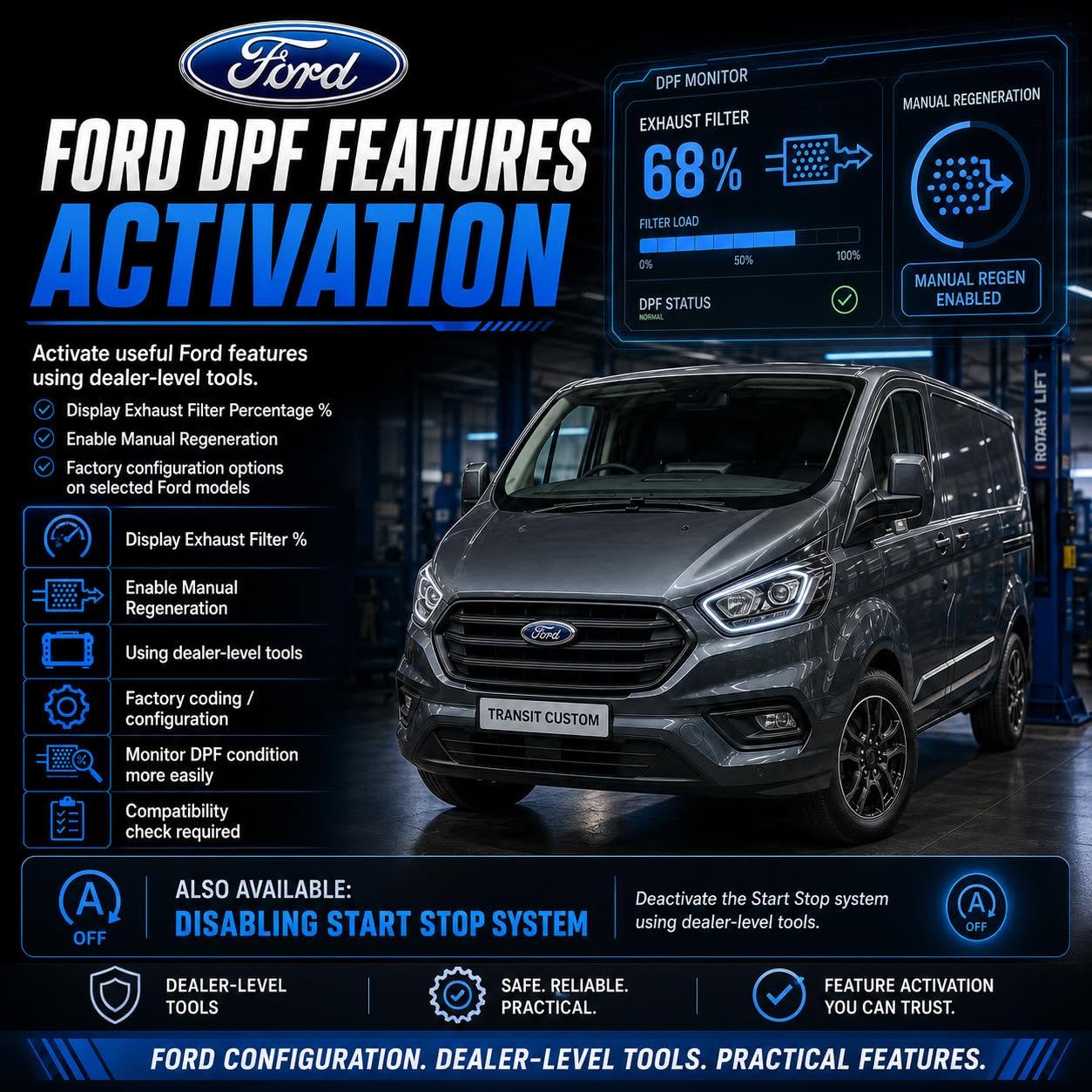 Ford DPF Soot Display% & Manual Regeneration
