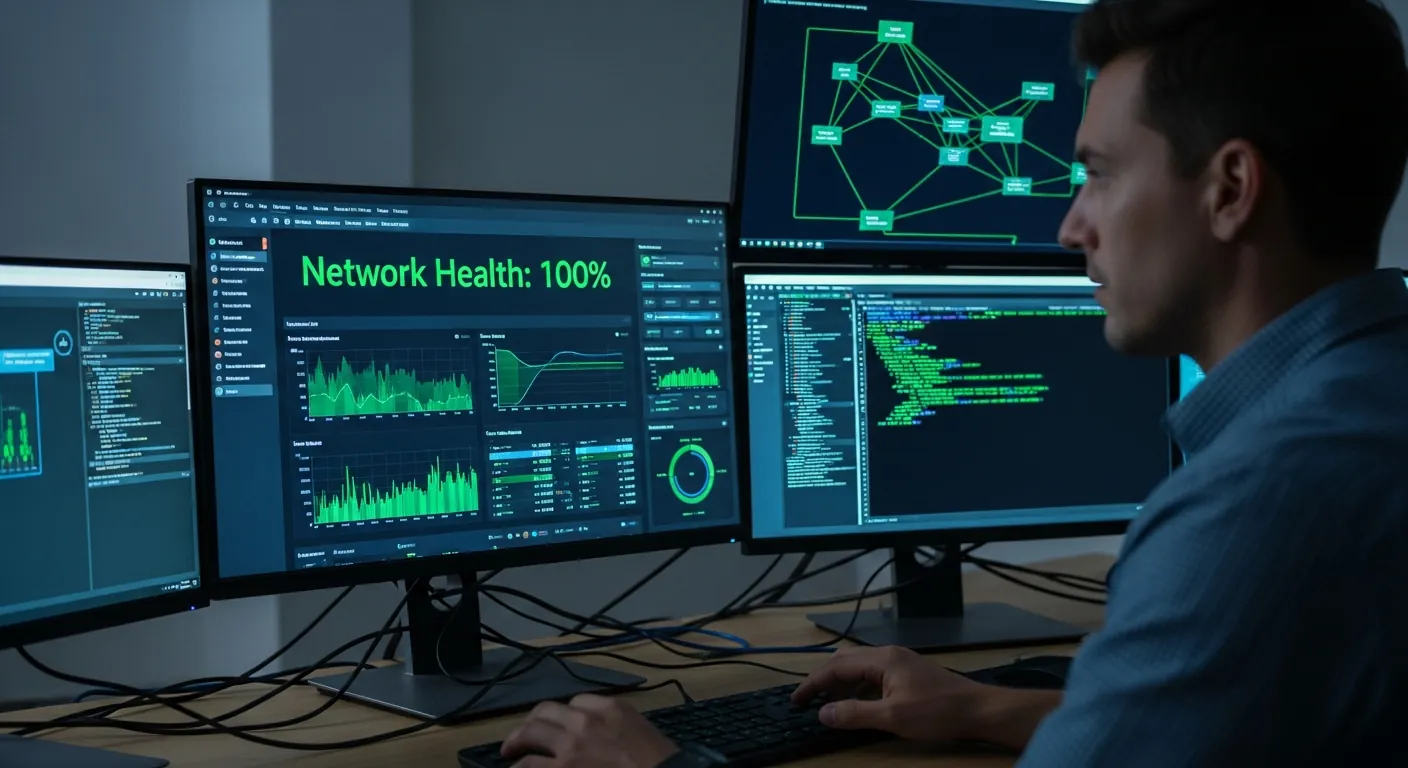 Engenheiro monitorando rede com IA