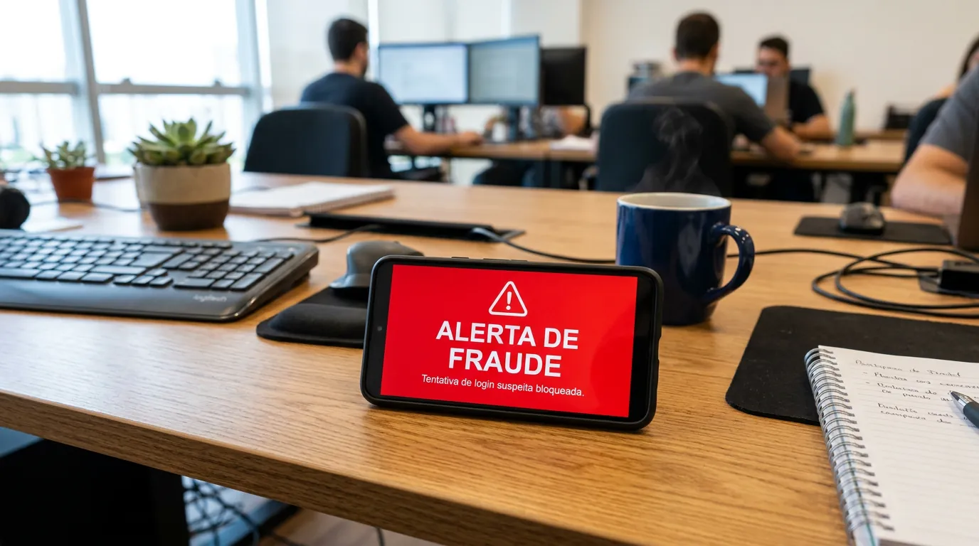 Smartphone exibindo alerta de fraude após tentativa de vishing