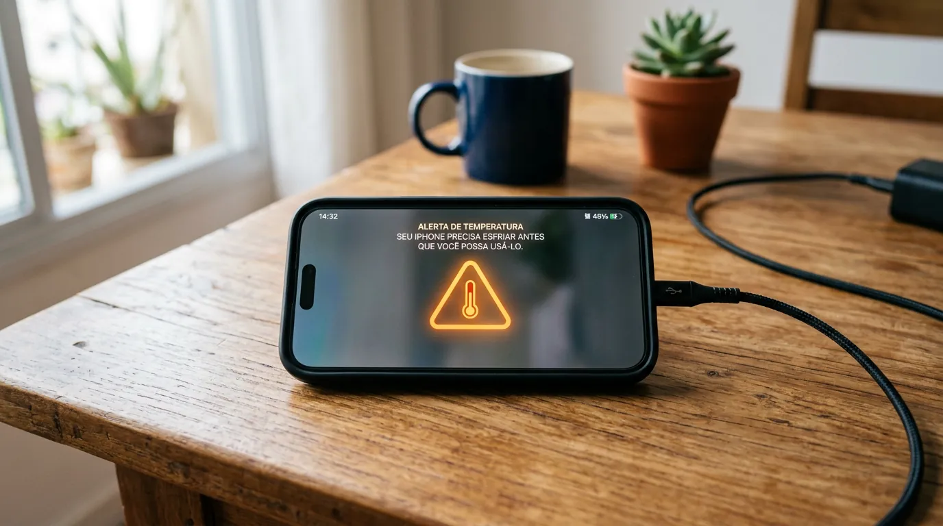 Celular pausando carregamento por temperatura