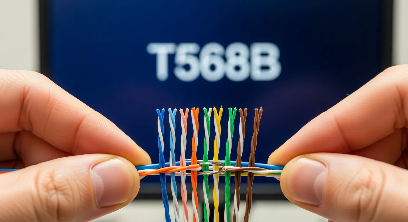 Alinhamento das cores do cabo de rede no padrao T568B