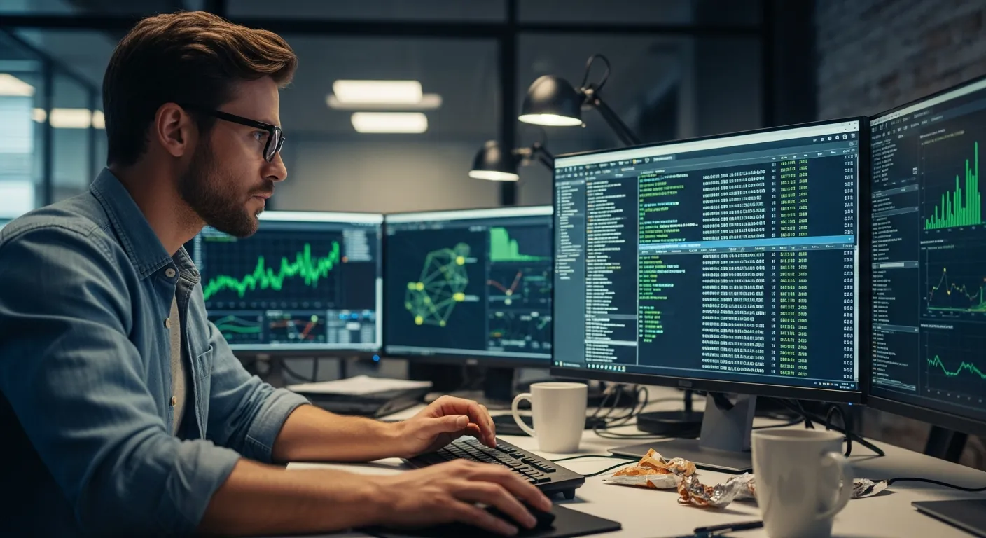 Especialista em cibersegurança trabalhando