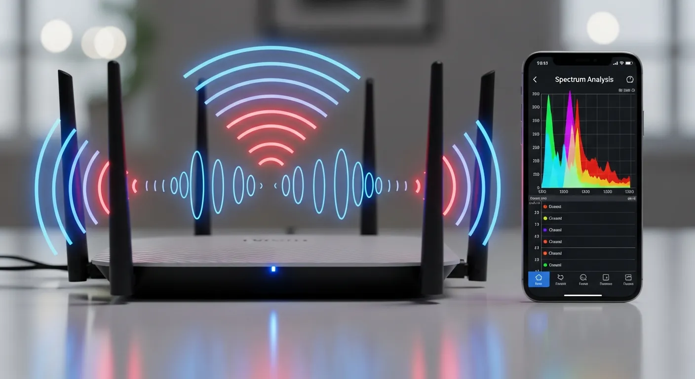 Grafico de analise de espectro Wi-Fi no celular