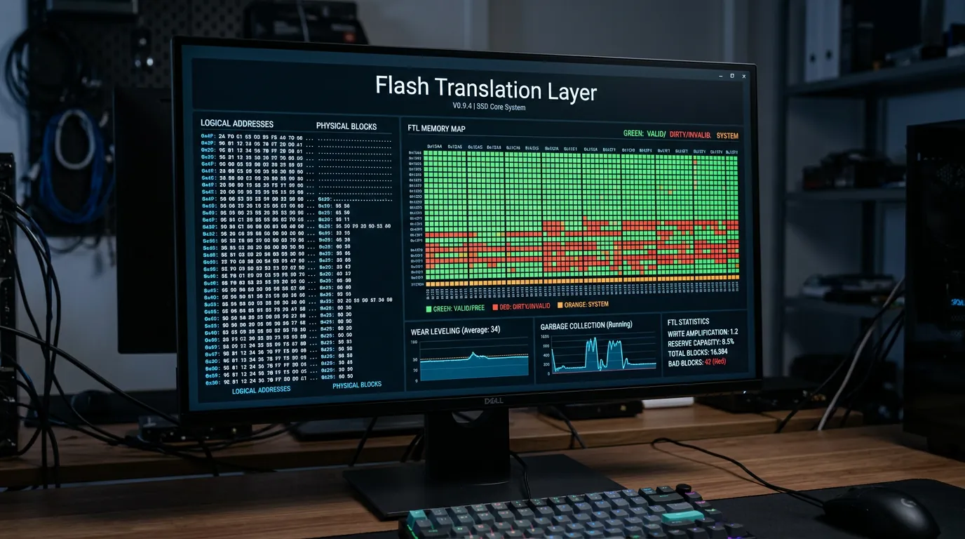 Tela de software de recuperação mostrando análise de blocos de memória de SSD