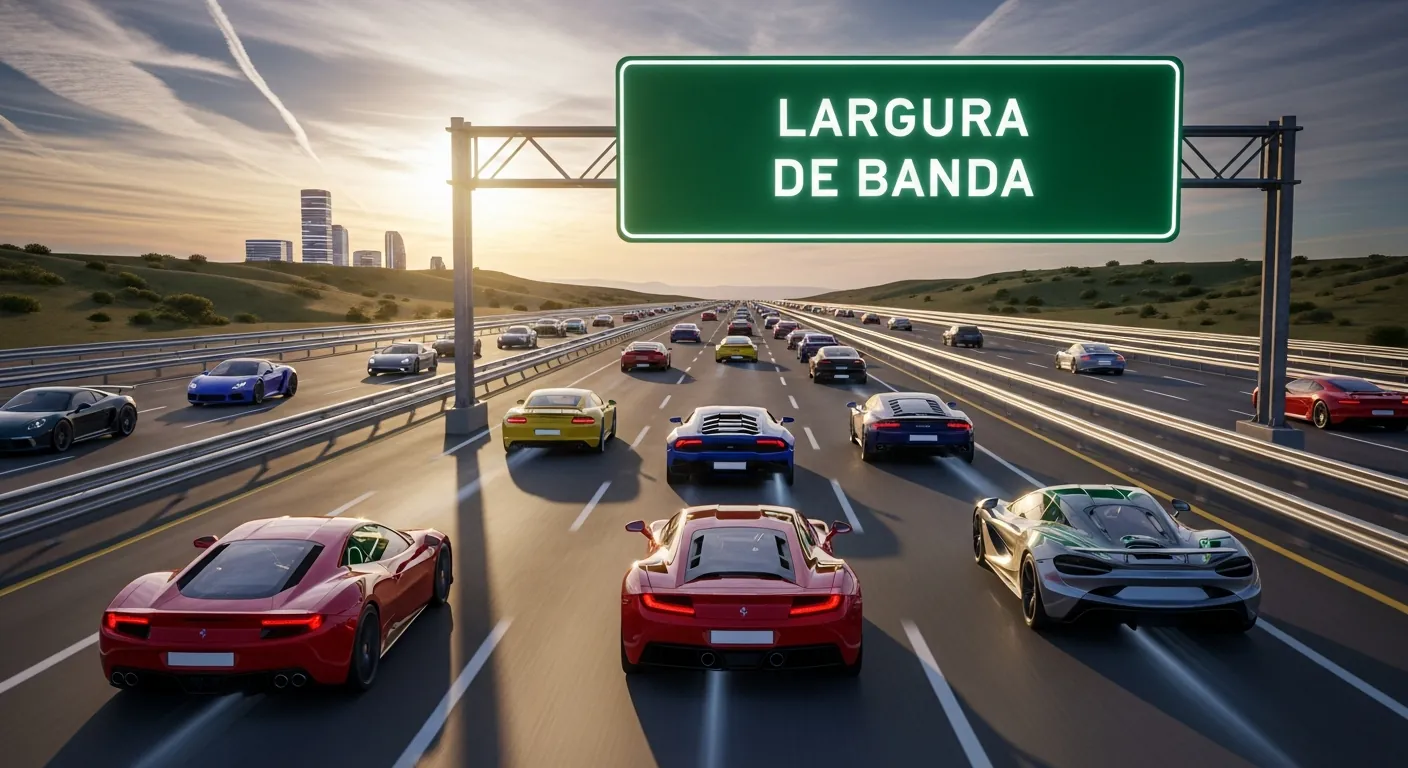 Ilustração de rodovia representando largura de banda