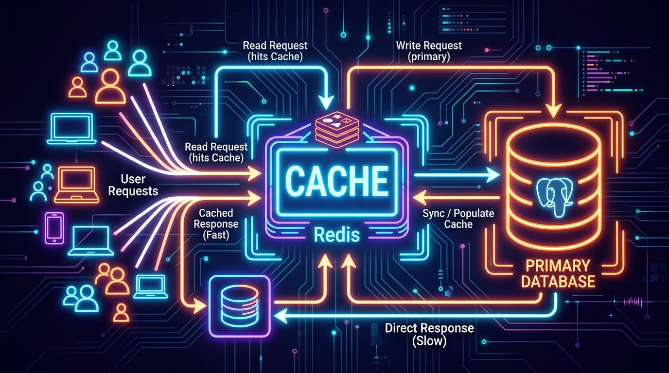 Diagrama de funcionamento de um cache em memória com Redis